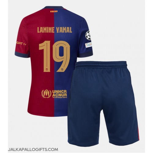 Barcelona Lamine Yamal #19 Koti Peliasu Lasten 2024-25 Lyhythihainen (+ Lyhyet housut)